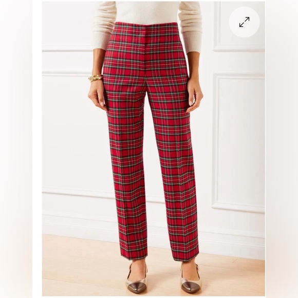 NEW TALBOTS TAPERED ANKLE WOOL BLEND PANTS APPLE CIDER PLAID TARTAN PLAID SZ 6 - Picture 4 of 13